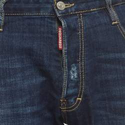 Dsquared2 Blue Logo Applique Denim Distressed Jeans XL Waist 34''