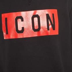 Dsquared2 Black Icon Print Cotton Crew Neck Sweatshirt L