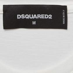 Dsquared2 White Kiss Band Print Cotton Half Sleeve T-Shirt M