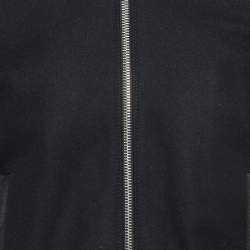 Pre Owned Dsquared2 Black Floral Embroidered Leather and Wool Bomber Jacket S