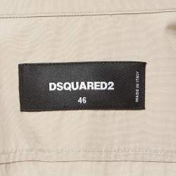 Dsquared2 Beige Logo Printed Poplin Shirt S