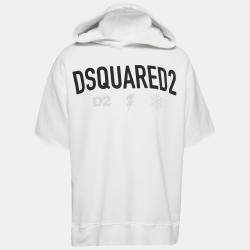 Dsquared2 White Logo Print Cotton Hooded Sweatshirt M