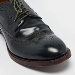 Dsquared2 Dark Green Brogue Patent Leather Lace Up Derby Size 44