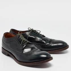 Dsquared2 Dark Green Brogue Patent Leather Lace Up Derby Size 44