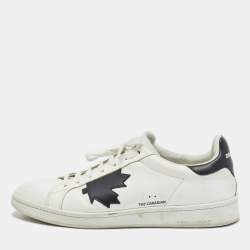 Dsquared2 White/Black Leather Lace Up Sneakers Size 44