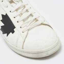 Dsquared2 White/Black Leather Lace Up Sneakers Size 44