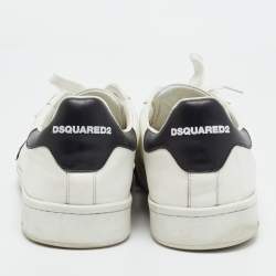 Dsquared2 White/Black Leather Lace Up Sneakers Size 44