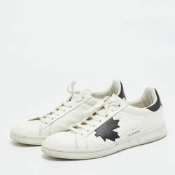 Dsquared2 White/Black Leather Lace Up Sneakers Size 44