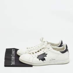 Dsquared2 White/Black Leather Lace Up Sneakers Size 44