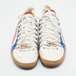 Dsquared2 White/Tricolor Leather and Patent Low Top Sneakers Size 43
