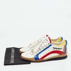 Dsquared2 White/Tricolor Leather and Patent Low Top Sneakers Size 43