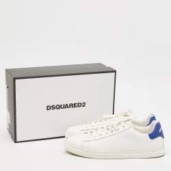 Dsquared2 White/Blue Leather Low Top Sneakers Size 43