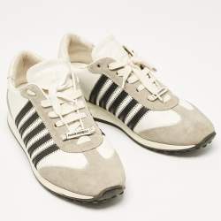 Dsquared2 Grey/Black Leather and Suede Lace Up Sneakers Size 46