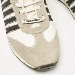 Dsquared2 Grey/Black Leather and Suede Lace Up Sneakers Size 46