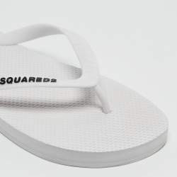 Dsquared2 White Rubber Logo Flip Flops Size 42