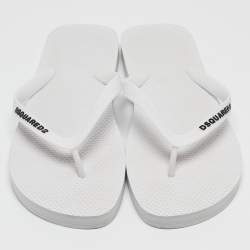 Dsquared2 White Rubber Logo Flip Flops Size 42