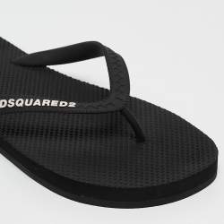 Dsquared2 Black Rubber Logo Flip Flops Size 42
