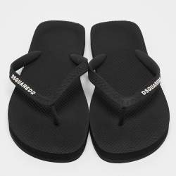 Dsquared2 Black Rubber Logo Flip Flops Size 42
