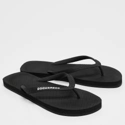 Dsquared2 Black Rubber Logo Flip Flops Size 42