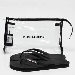 Dsquared2 Black Rubber Logo Flip Flops Size 42