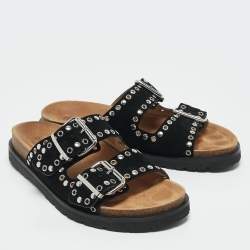 Dsquared2 Black Suede Gothic Grunge Flat Sandals Size 42