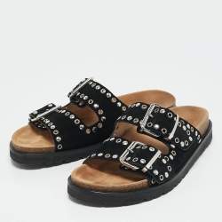 Dsquared2 Black Suede Gothic Grunge Flat Sandals Size 42