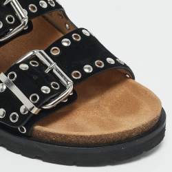 Dsquared2 Black Suede Gothic Grunge Flat Sandals Size 42