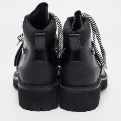 Pre Owned Dsquared2 Black Fabric and Leather Ankle Length Boots Size 44