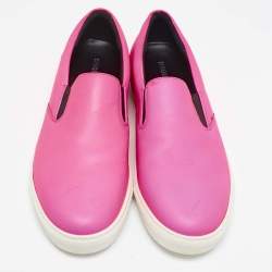 Dsquared2 Neon Pink Leather Slip On Sneakers Size 43
