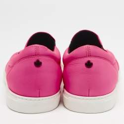 Dsquared2 Neon Pink Leather Slip On Sneakers Size 43