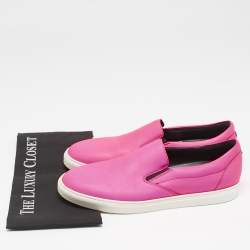 Dsquared2 Neon Pink Leather Slip On Sneakers Size 43