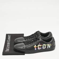 Dsquared2 Black Leather Cassetta Low Top Sneakers Size 41