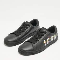 Dsquared2 Black Leather Cassetta Low Top Sneakers Size 41