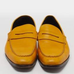 Pre Owned Dsquared2 Size 44 Yellow Leather Penny Loafers