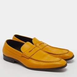 Pre Owned Dsquared2 Size 44 Yellow Leather Penny Loafers