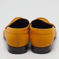 Pre Owned Dsquared2 Size 44 Yellow Leather Penny Loafers