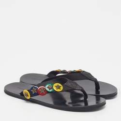 Pre Owned Dsquared2 Size 43.5 Black Leather Thong Slides