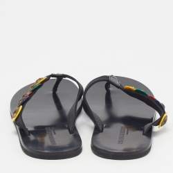Pre Owned Dsquared2 Size 43.5 Black Leather Thong Slides