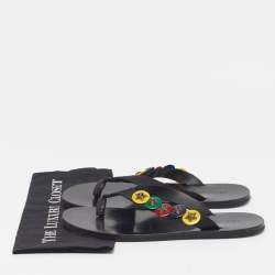 Pre Owned Dsquared2 Size 43.5 Black Leather Thong Slides