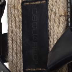 Dsquared2 Black Spiked Leather Cross Ankle Strap Espadrille Flats Size 41