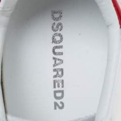Dsquared2 White Leather And Rainbow Striped Fabric Low Top Sneaker Size 41