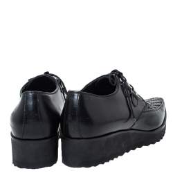 Dsquared2 Black Leather Woven Detail Rockabilly Lace Up Platform Derby Size 43.5