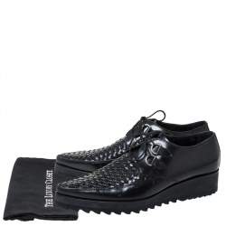 Dsquared2 Black Leather Woven Detail Rockabilly Lace Up Platform Derby Size 43.5