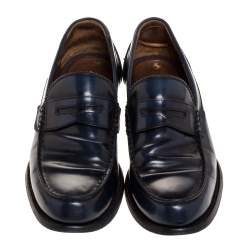 DSquared2 Blue Leather Penny Slip On Loafers Size 41.5