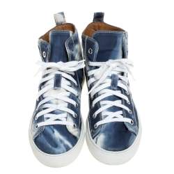 Dsquared2 Blue/White Denim Fabric High Top Sneakers Size 41.5