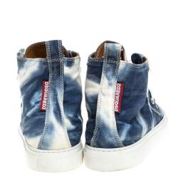 Dsquared2 Blue/White Denim Fabric High Top Sneakers Size 41.5