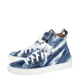 Dsquared2 Blue/White Denim Fabric High Top Sneakers Size 41.5