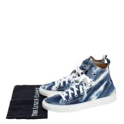Dsquared2 Blue/White Denim Fabric High Top Sneakers Size 41.5