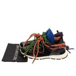 Dsquared2 Black Fabric And Suede Leather Bungy Jump Lace Up Sneakers Size 42