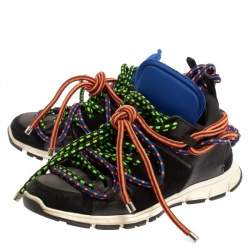 Dsquared2 Black Fabric And Suede Leather Bungy Jump Lace Up Sneakers Size 42